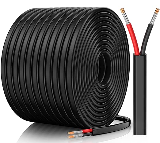 14 Gauge Wire, 14 AWG 2 Conductor Electrical Wire, Flexible/Oxygen-Free Tinned Copper/Stranded PVC 14/2 Cord for Automotive, Marine, LED Strips, Solar, RV, Lighting (100FT)