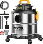 VEVOR Stainless Steel Shop Vac Wet and Dry Vacuum Cleaner 5.5 Gallon 6 Peak HP - Powerful Suction with Blower Function & Attachments 2-in-1 Crevice Nozzle - Perfect for Car Carpet Debris Pet Hair