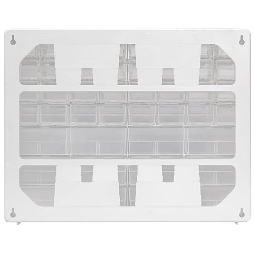 Akro-Mils 44-Drawer Plastic Drawer Storage Cabinet for Garage Organization, Bead Organizer, Building Bricks Storage, Teacher Toolbox, Makeup Organizer, 20" W x 6" D x 16" H, 10144 White