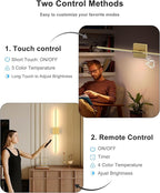 Battery Operated Wall Sconce Set of Two: Wireless Rechargeable Wall Lights with Touch and Remote Control, 360°Rotatable 4CCT Dimmable Cordless Sconces Decor Gold Scone for TV Wall Bedroom Hallway