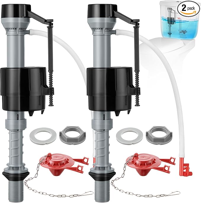 Saillong 2 Sets Toilet Float Replacement Kit, Universal Toilet Flusher Replacement Kit and 2 Inch Flapper Replacement, High-Performance Tank Water Control and Fill Valve