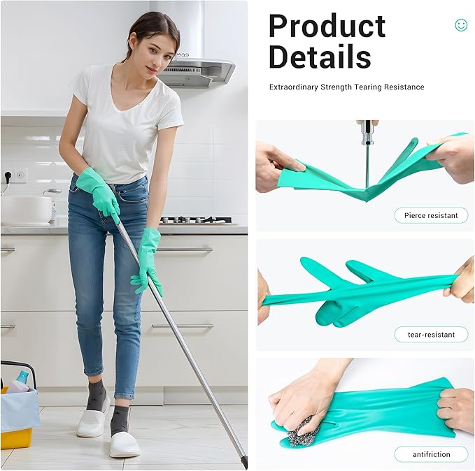 ThxToms Chemical Resistant Nitrile Gloves, Resist Household Acid, Alkali, Solvent and Oil, Latex Rubber Free, 1 Pair Small