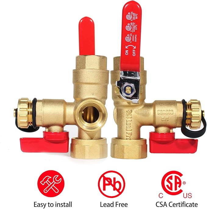MIZUDO 3/4''NPT Tankless Water Heater Service Valve Kit, with 150 PSI Pressure Relief Valve, Hot and Cold Isolator Valve