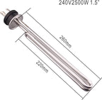 DERNORD 240V 2500W Tri-clamp Foldback Heating Element Stainless Steel Immersion Water Heater with 3-Wire Electrical Locking Plug (1.5 Inch Tri clamp)
