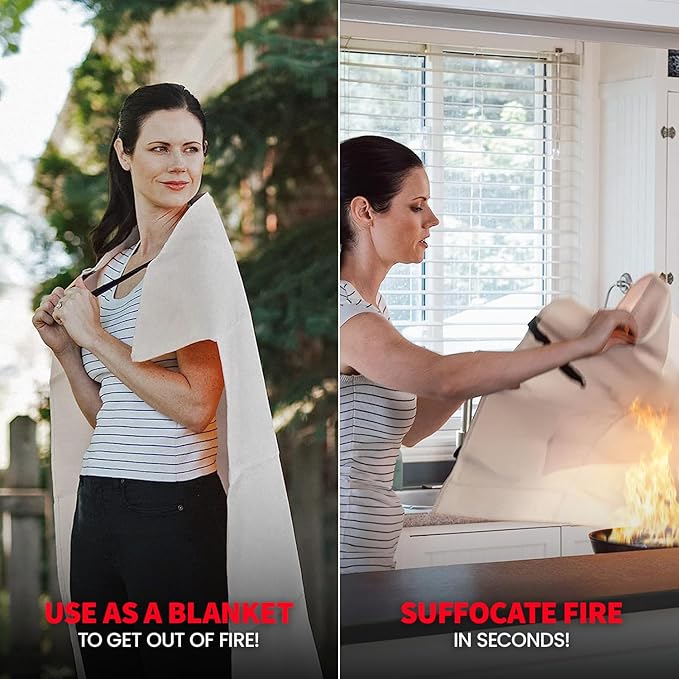 Prepared Hero Emergency Fire Blanket - 12 Pack - Fire Suppression for Kitchen, 40” x 40” Fiberglass Fire Blanket for Home