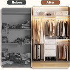 4FT Small Closet System with 3 Fabric Drawers, 48'' Closet Organizer System With 3 Adjustable Shelves, Flexible Built-In Clothes Garment Rack for Small Space, 48" L x 13" W x 71" H, White