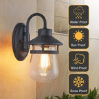 Outdoor Wall Sconce with Clear Seeded Glass Shade,Waterproof Exterior Fixture in Oil Rubbed Bronze Finish,Suit for Wet Locations,Easily Installed in Porch Patio Entryway,Doorway,Corridor