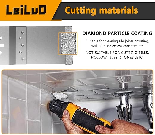 LEILUO Diamond Oscillating Multi Tool Grout Removal Blades 6 Pcs Tile Grout Remover Blades Kit Compatible with DeWalt Makita Einhell and More