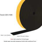 Sliding Door Seal - Weather and Soundproof Strip, 1" W x 1/16" T x 33Ft