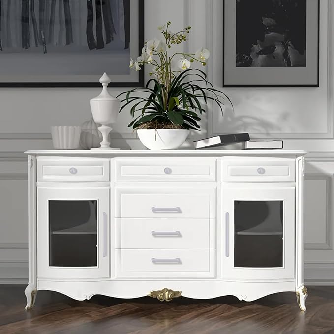 10 Pack 3.75 Inch(96mm) Hole Center Modern Matte White Cabinet Pull Handle Timeless Vanity Drawer Pull Handle Classic Cabinet Hardware for Kitchen Dresser Bathroom, Screws Included, M-White(3.75x10)