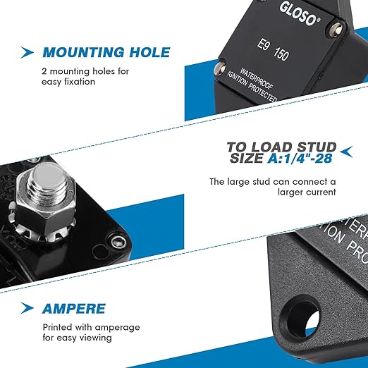 GLOSO Circuit Breaker E94 Panel Mount T1 Auto Reset for Marine Automotive Truck (40A
