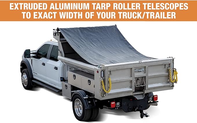 Buyers Products DTR6518 Aluminum Tarp System With Mesh Tarp, 6-1/2 ft. x 18 ft., Dump Body Tarp Kit, Dump Trailer Accessories, Dump Body Accessories