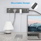 2 Pack Power Strip Surge Protector-5 Widely Spaced Outlets 3 USB Ports(1 USB C Port),1250W/10A with 5Ft Extension Cord, Power Strips with Surge Protection, Wall Mount for Home Office,Black