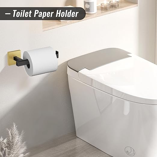 YACVCL Towel Bar Set, 5-Piece Black and Gold Bathroom Hardware Set, Black&Gold Bathroom Accessories Set, SUS304 Stainless Steel 23.6 Inch Towel Holder Towel Racks Set Wall Mounted