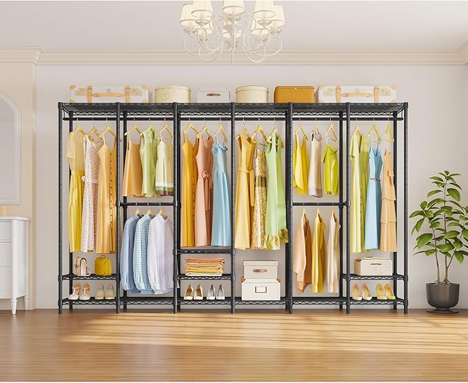 VIPEK V60 Extra Large Portable Closet Rack Heavy Duty Clothing Rack for Hanging Clothes Freestanding Wardrobe, Metal Closet for Bedroom Storage and Organizer, Load 1620lbs, Black