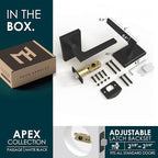 Mega Handles Apex Passage Door Handle - 1 Pack Reversible Black Door Handle, Heavy Duty No Lock Door Handles Interior for Closet & Hallway, Fits All Standard Door Sizes - Matte Black