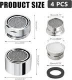 Litoexpe Faucet Aerator 4 PCS, Kitchen Sink Aerator Replacement Parts, Sink Faucet Male and Female Thread Water Saving Faucet Filter with Brass Shell and Gasket for Bathroom (15/16" and 55/64")