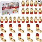 1/4” Quick Push to Connect Fittings Brass Male Straight and Elbow Combination DOT Approved 1/4" Tube OD x 1/4" NPT Thread Air Brake Line Adapter Air Suspension Kit Air Hose Repair Kit 30pcs