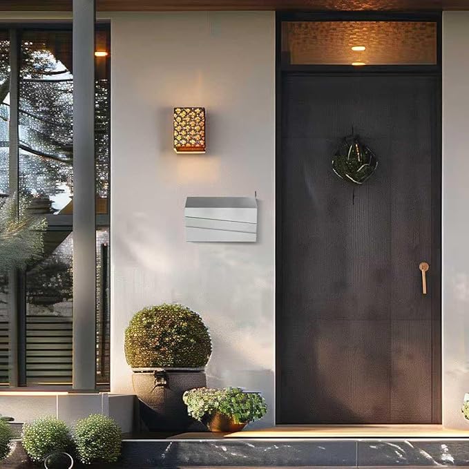 Wall-Mount Mailbox, Brushed Stainless Steel Panel, Rust Resistant Large Capacity House Mailbox, Modern Drop Mailboxes for Outside, Metal Post Box with Flag (No Keys Locking)