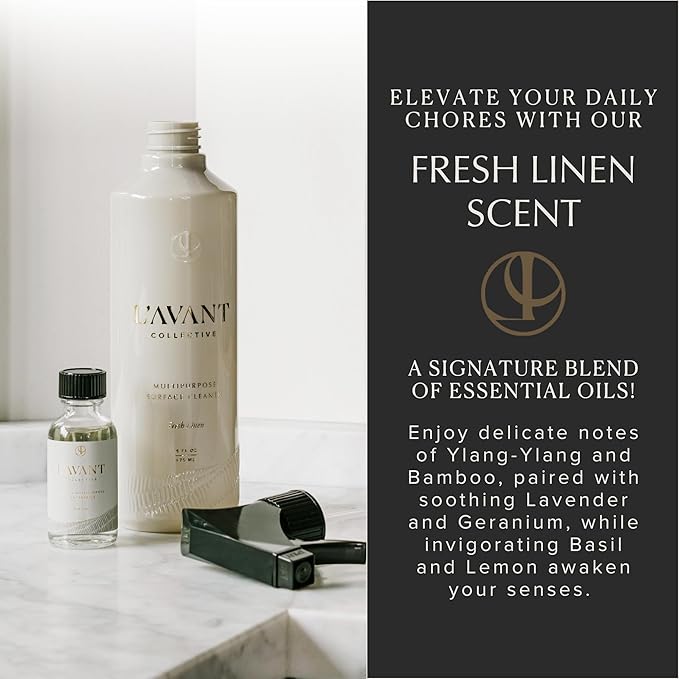 L'AVANT Collective Multipurpose Surface Cleaner Refill (Pack 3) | Provides a Powerful Clean to Remove Grease & Grime | Fresh Linen Scent | 3 x 1 FL oz/29.5 mL