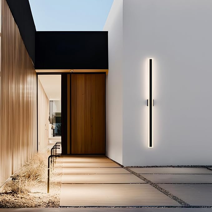 LamQee 63 Inch Long Outdoor Wall Lights Modern Exterior Lighting Fixtures for House, Waterproof 3000K 48W 2400LM LED Linear Outdoor Wall Sconces Lighting for Porch Patio Garage Door Yard Indoor