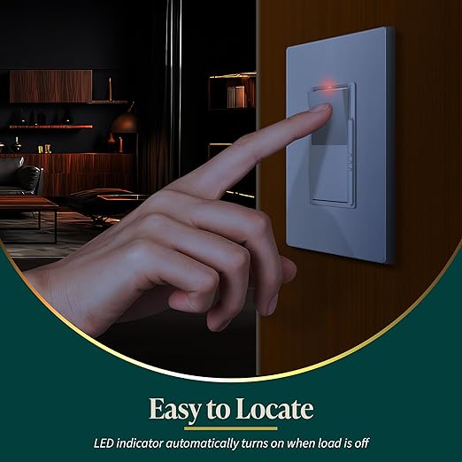 TOPGREENER Dimmer Light Switch, LED Slide Dimmer Switch,for 300W Dimmable LED/CFL Lights and 600W INC/HAL Bulbs, Single Pole/3-Way, Wall Plate Included, UL Listed, White, 5 Pack