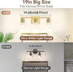 3-Light Bathroom Light Fixtures, 19" Modern Vanity Lights Over Mirror with Clear Glass Shades, Gold Light Fixture, Classic Wall Light Fixture for Mirror Living Room Cabinet Bedroom Porch
