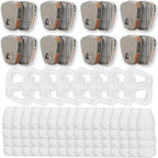 6001 Filter Cartridges Replacement for Gas Respirator,Dust-Proof, Organic Vapor, 16pcs Filter Cartridges + 16pcs Filter Covers + 64pcs Filter Cottons, Apply to 6100/6200/7501/7502/6502/6800