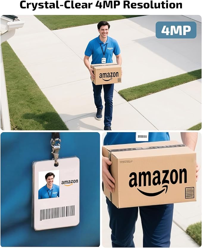 《100% Solar Powered & 2-Way Audio》Outdoor Wireless PTZ Camera System, 4MP Solar Powered Battery Cameras,Home Video Surveillance, Surveillance DVR Kits