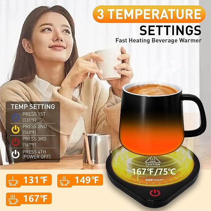 Coffee Mug Warmer,Electric Beverage Warmers, Cup Warmer for Heating Coffee, Beverage, Milk, Tea and Hot Chocolate (Black)