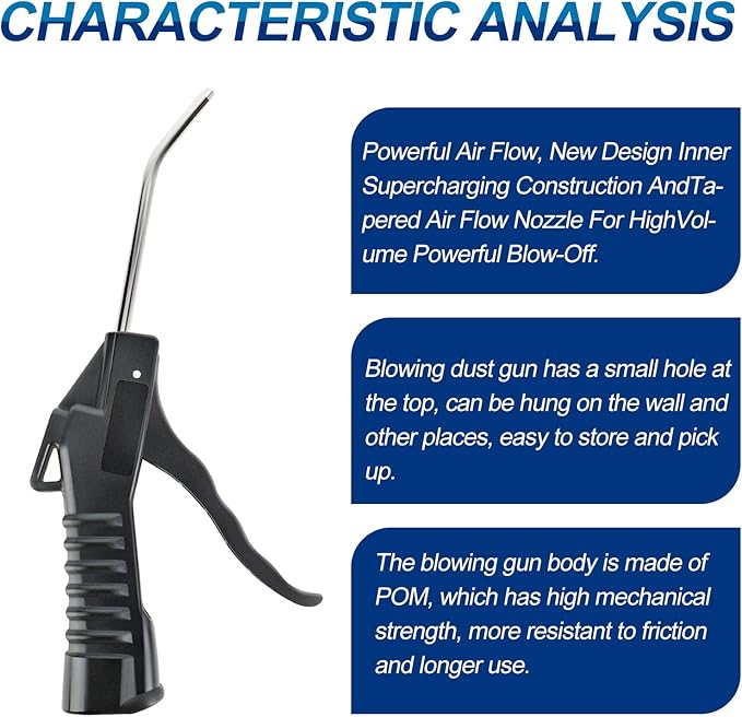 MEANLIN MEASURE 8 PCS Pistol Grip Air Blow Gun With 1/4" Nickel-plated Iron Air Plug For Air Compressor Home Garage Store Industrial