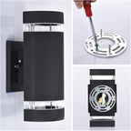 Porch Lights Outdoor Dusk to Dawn, Aluminum Outdoor Wall Light Fixture 6000K, Waterproof Wall Lamp Up and Down Lights Exterior Sconce Wall Lighting Fixture for House Doorway, ETL Listed