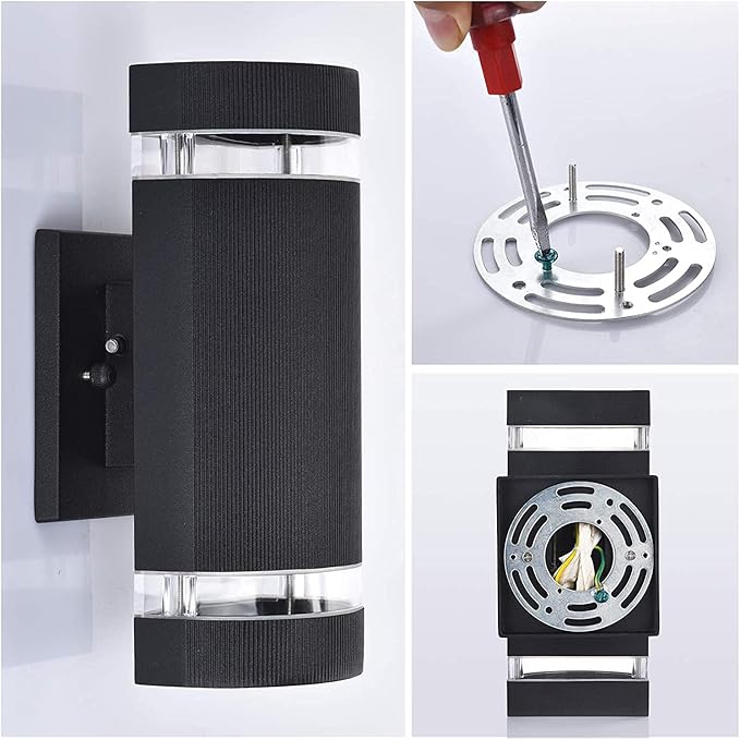 Porch Lights Outdoor Dusk to Dawn, Aluminum Outdoor Wall Light Fixture 6000K, Waterproof Wall Lamp Up and Down Lights Exterior Sconce Wall Lighting Fixture for House Doorway, ETL Listed