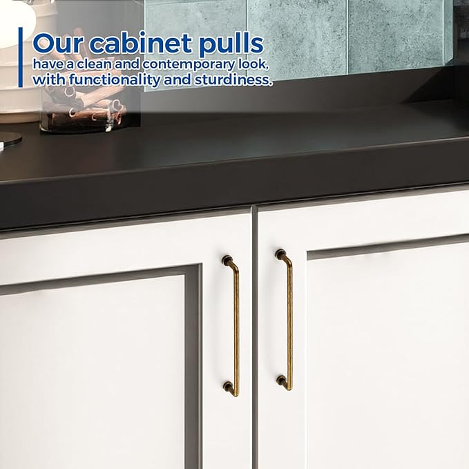 JOY DECOR Cabinet Pulls – 7-1/2 Inch Hole Center, Antique Brass, 2 Pack, Zinc Alloy Cabinet Handles for Drawers & Cupboard – Vintage Style Hardware for Kitchen, Bathroom, Dresser, Furniture Makeover