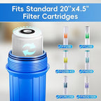 iSpring HB28B Whole House Water Filter Housing, 20" x 4.5" Universal Housing for Whole Home Water Filtration w/ 1" NPT Ports Pre-Filtration System