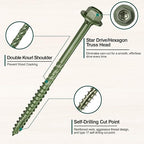#14 x 6 Wood Structural Screws 50 Pack Hex Head Lag Screws, Rust Resistant Timber Screws for Timber/Log/Landscaping Wood (Green)