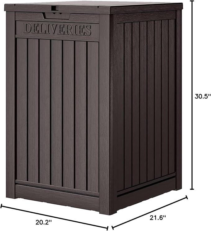 48 Gallon Package Delivery Box for Porch, Outdoor Storage with Lockable Secure, Large Double Wall Resin Outdoor Package Delivery and Waterproof