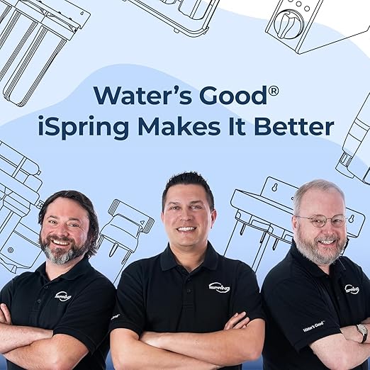 iSpring WGB32B-MKS+AHPF12MNPT16X2 3-Stage Whole House Water Filter System w/ 3/4'' Push-Fit Stainless Steel Hose Connectors, Reduces Iron, Hydrogen Sulfide, Lead, Chlorine, Chloramine, Manganese