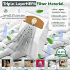 10-Pack Wet/Dry Fleece Dust Bags for FLEX 24V Brushless Wet/Dry Vacuum Cleaner - FT522 Replacement HEPA Vacuum Cleaner Bags with Triple-Layer Filtration & Leak-Proof Design