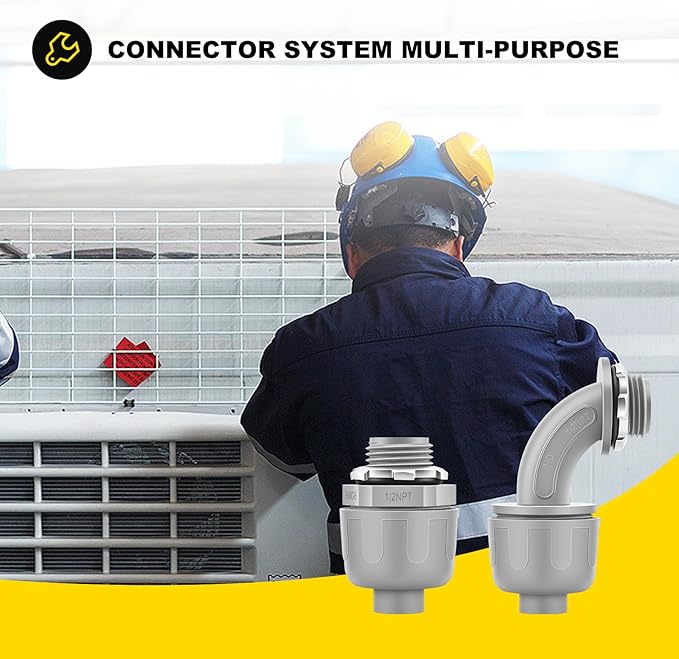 10 PCS 3/4" Liquid Tight Connector NPT Non-Metallic for PVC Electrical Flexible Conduit Fittings - Sturdy, Quick Installation, UL Listed for Home Outdoor Tubes Tools