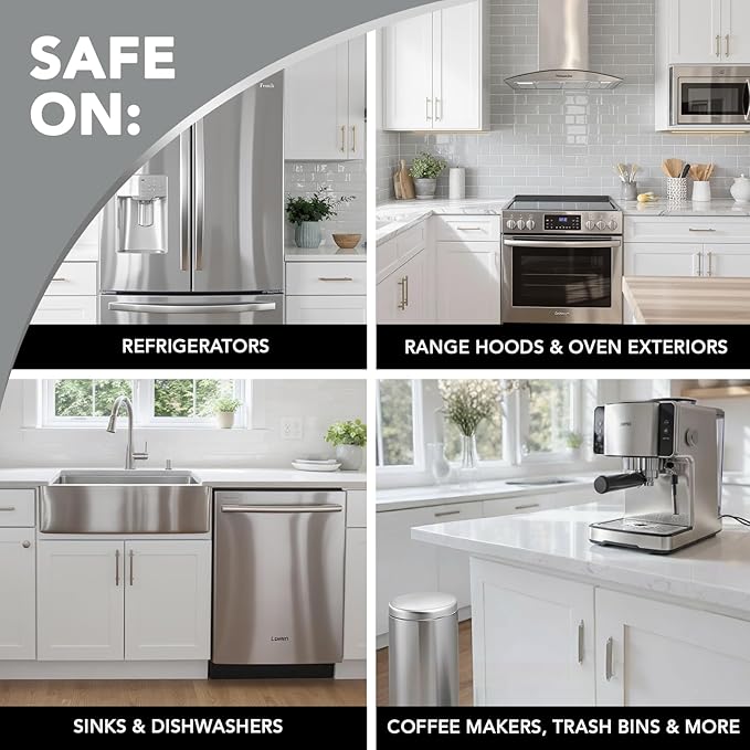 Weiman Stainless Steel Cleaner and Polish - Protects Appliances from Fingerprints and Leaves a Streak-Free Shine for Refrigerator, Dishwasher, Oven, Grill, 22 oz, 6 Pack