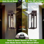 Dusk to Dawn Outdoor Wall Light Fixtures - 2 Packs Exterior Waterproof Outdoor Lighting, Modern Porch Sconces Wall Mounted Lighting, Industrial Anti-Rust Matte Outside Lantern for Front Door