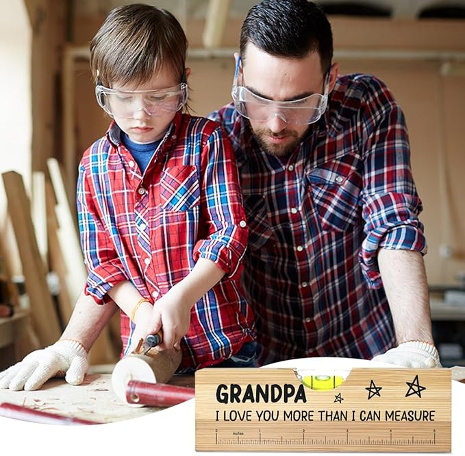 Gifts for Grandpa from Grandkids, Best Christmas Gifts for Grandfather, Funny Birthday Fathers Day Valentines Gift for Father Dad Papa Wooden Spirit Level A7