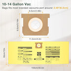 10PCS 10-14 Gallon Vacuum Bags for Shop Vac Bags, Disposable Wet Dry Vaccum Collection Bags Replace Part Type I #90672 9067200, Type F #90662 9066200 9066233, VF2005 (Yellow)