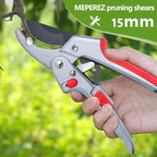 Garden clippers, premium Germany pruners, Work 3 times easier, professional ratchet pruning shears, cutting rose, flower, hedge, stem, tree, Sharp gardening scissors, Arthritis weak hand snips