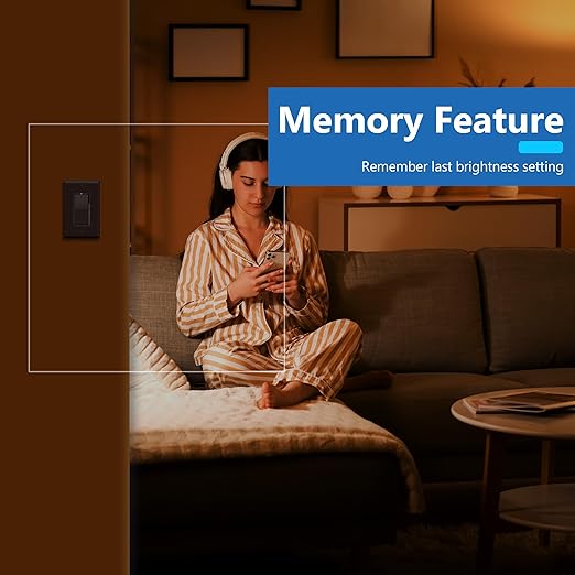 LIDER Dimmer Paddle Switch for Dimmable 300W LED/CFL Lights, 1-Pole or 3-Way, 120 V, Modern Upgrade, UL Listed, Wall Plate Included, Brown