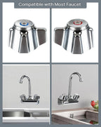 2 Pack Commercial Faucet Handle Replacement Kit Outdoor Faucet Handles 0.43 Round Stem Hole Faucet Handle Sillcock Valve Stems for Industrial, Restaurant, Kitchen Faucet