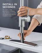 FORIOUS Kitchen Faucets with Pull Down Sprayer, Brushed Nickel, High Arc Single Handle Classic Stainless Steel Sink Faucet 1 or 3 Hole, Suitable for Farmhouse Camper Laundry Rv Bar