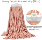 Matthew Cleaning Screw-on Heavy Duty Cotton Wet Mop Replacement Heads(Orange, Large,12 Pack) with 2 Pack Microfiber Cloth for Residential & Commercial Floor Cleaning Use- Fit Standard American Screw