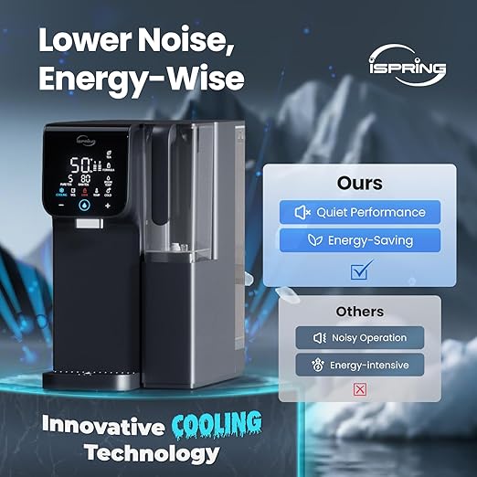 iSpring RCD100HCG Hot & Cold Reverse Osmosis System Countertop, Alkaline RO Water Filter Dispenser, 9 Temperature & 6 Dispensing Volume Options, TDS & Filter Lifespan Monitor, Plug and Play